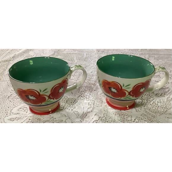 Set of 2 Grace's Teaware Fine Ceramic Floral Footed Tea Coffee Mug Cup - Picture 3 of 9